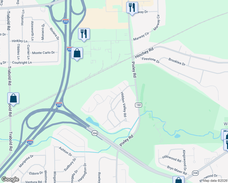 map of restaurants, bars, coffee shops, grocery stores, and more near 798 Hidden Valley Road in Rochester