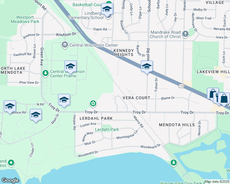 map of restaurants, bars, coffee shops, grocery stores, and more near 3738 West Karstens Drive in Madison