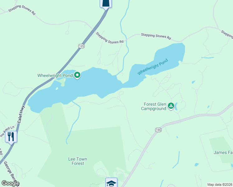 map of restaurants, bars, coffee shops, grocery stores, and more near 16 Northside Road in Lee