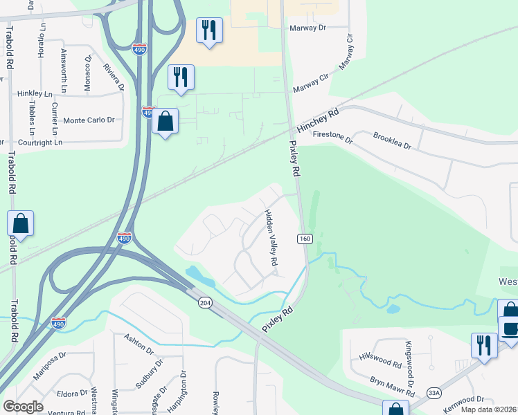 map of restaurants, bars, coffee shops, grocery stores, and more near 798 Hidden Valley Rd in Rochester