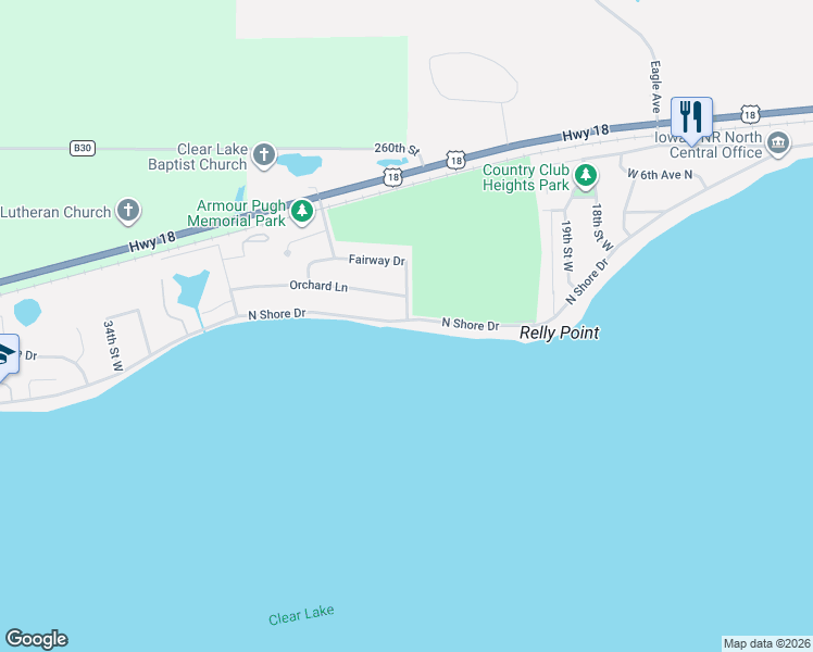 map of restaurants, bars, coffee shops, grocery stores, and more near 2401 North Shore Drive in Clear Lake