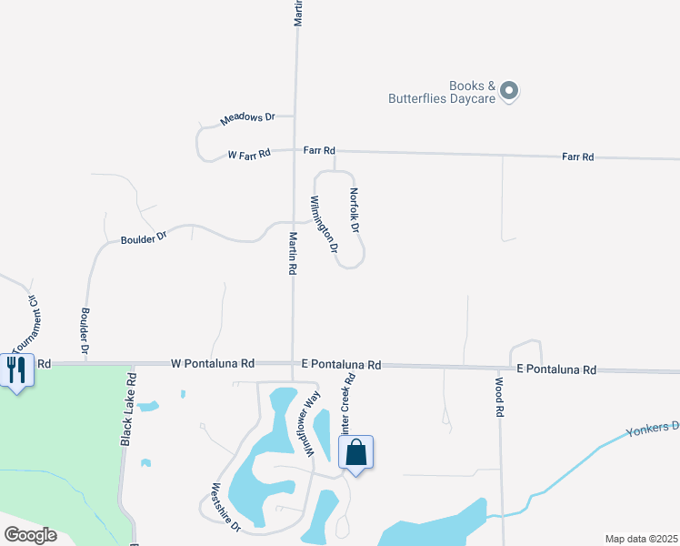 map of restaurants, bars, coffee shops, grocery stores, and more near 6419 Wilmington Drive in Norton Shores