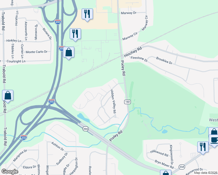 map of restaurants, bars, coffee shops, grocery stores, and more near 798 Hidden Valley Road in Rochester