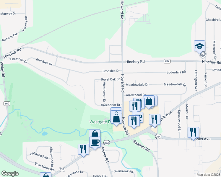 map of restaurants, bars, coffee shops, grocery stores, and more near 24 Wedgewood Drive in Rochester