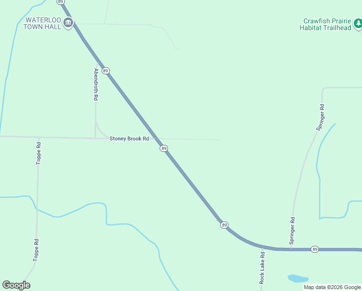 map of restaurants, bars, coffee shops, grocery stores, and more near N7907 Highway 89 in Waterloo