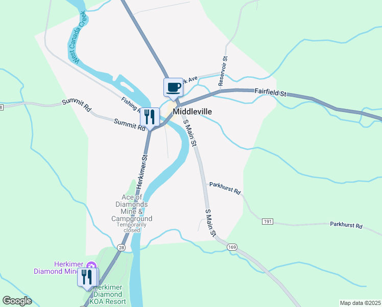 map of restaurants, bars, coffee shops, grocery stores, and more near 72 South Main Street in Middleville