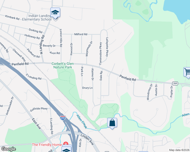 map of restaurants, bars, coffee shops, grocery stores, and more near 99 Alaimo Drive in Rochester