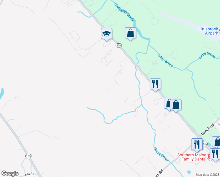 map of restaurants, bars, coffee shops, grocery stores, and more near 76 Bradstreet Lane in Eliot