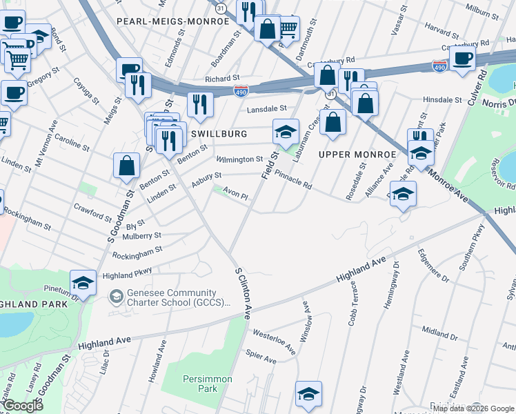 map of restaurants, bars, coffee shops, grocery stores, and more near 327 Laburnam Crescent in Rochester