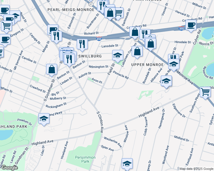 map of restaurants, bars, coffee shops, grocery stores, and more near 327 Laburnam Crescent in Rochester