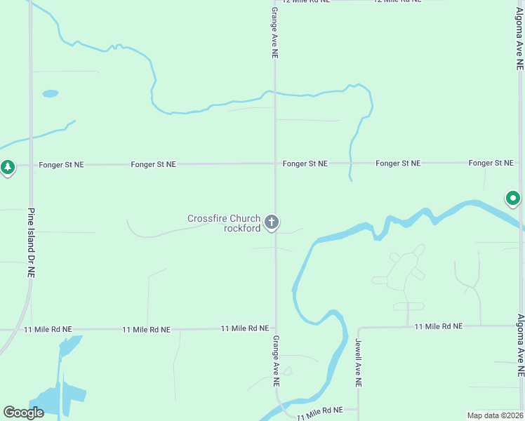 map of restaurants, bars, coffee shops, grocery stores, and more near 9491 Grange Avenue Northeast in Rockford