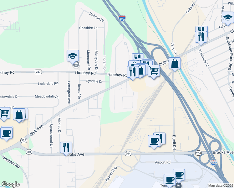 map of restaurants, bars, coffee shops, grocery stores, and more near 43 Pearwood Road in Rochester