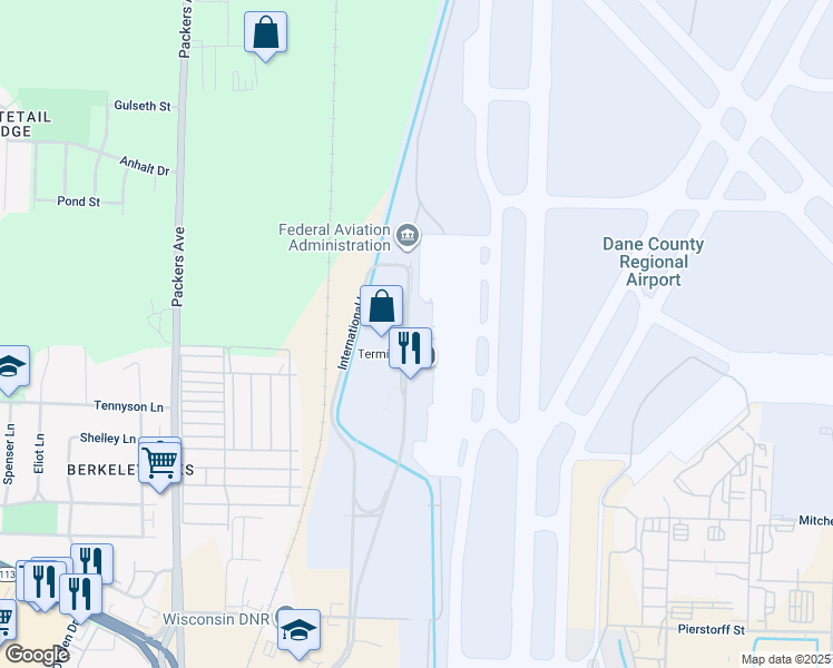 map of restaurants, bars, coffee shops, grocery stores, and more near 4000 International Lane in Madison