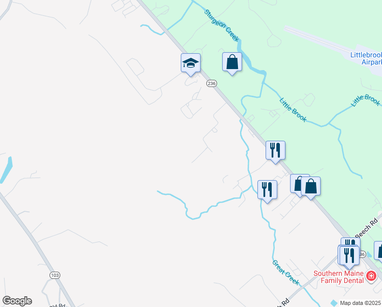map of restaurants, bars, coffee shops, grocery stores, and more near 76 Bradstreet Lane in Eliot