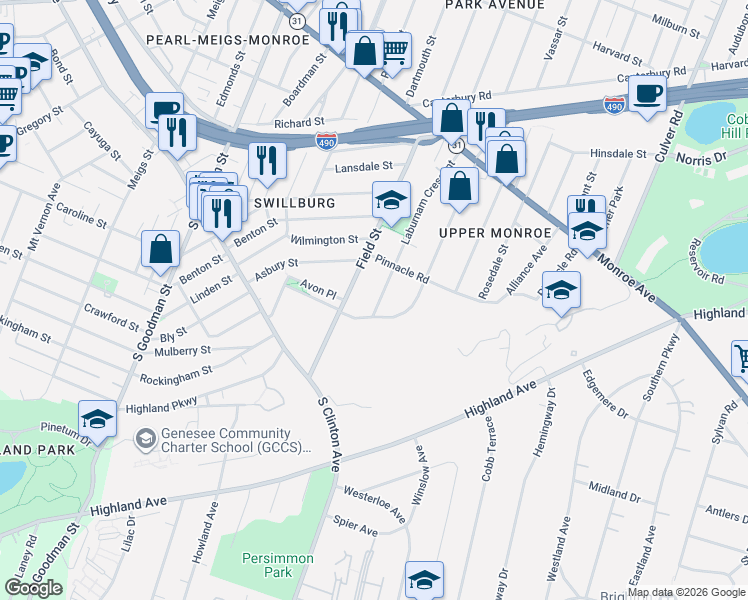 map of restaurants, bars, coffee shops, grocery stores, and more near 327 Laburnam Crescent in Rochester