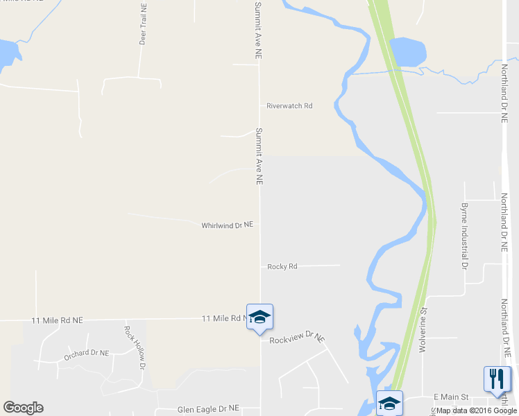 map of restaurants, bars, coffee shops, grocery stores, and more near 9539 Summit Avenue Northeast in Rockford