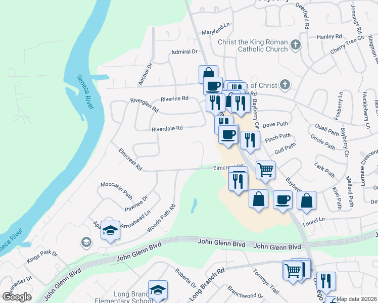 map of restaurants, bars, coffee shops, grocery stores, and more near 4209 Mistral Circle in Liverpool