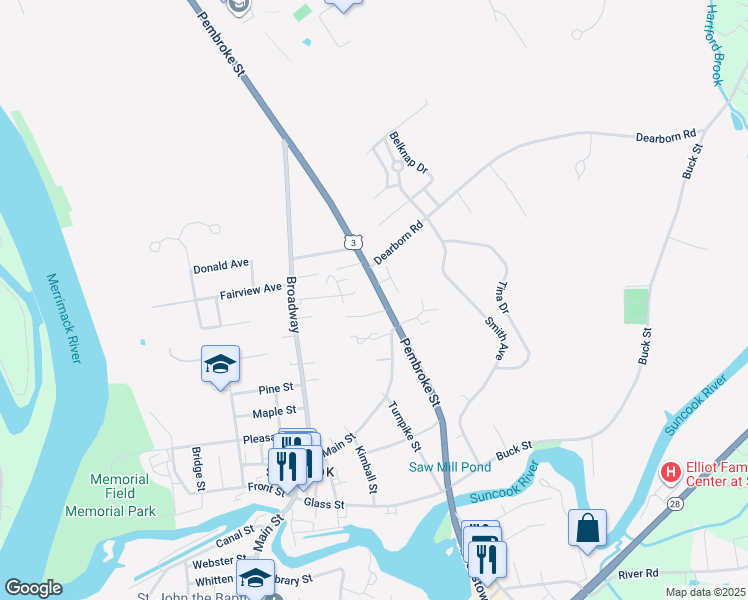 map of restaurants, bars, coffee shops, grocery stores, and more near 146 Pembroke Street in Pembroke