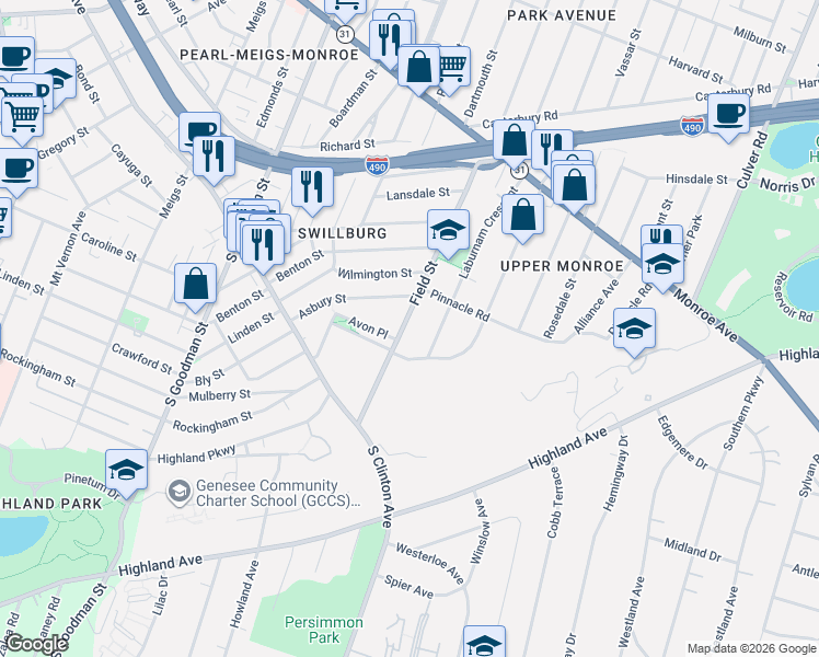 map of restaurants, bars, coffee shops, grocery stores, and more near 327 Laburnam Crescent in Rochester