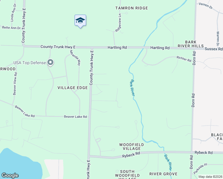map of restaurants, bars, coffee shops, grocery stores, and more near N65W29955 Trumpet Lane in Hartland