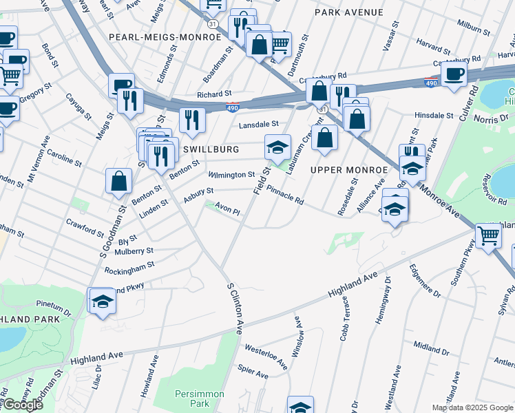 map of restaurants, bars, coffee shops, grocery stores, and more near 327 Laburnam Crescent in Rochester