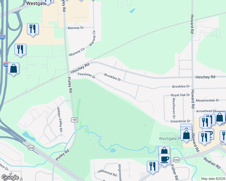 map of restaurants, bars, coffee shops, grocery stores, and more near 89 Firestone Drive in Rochester