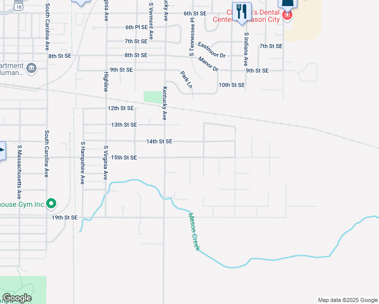 map of restaurants, bars, coffee shops, grocery stores, and more near 1039 15th St SE in Mason City