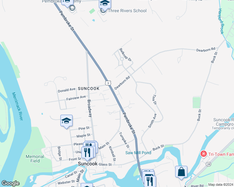 map of restaurants, bars, coffee shops, grocery stores, and more near 146 Pembroke Street in Pembroke
