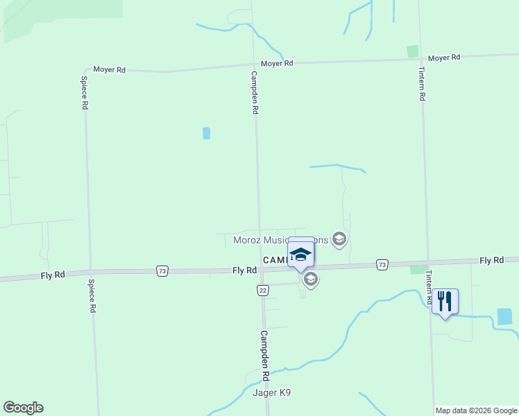 map of restaurants, bars, coffee shops, grocery stores, and more near 3690 Campden Road in Lincoln