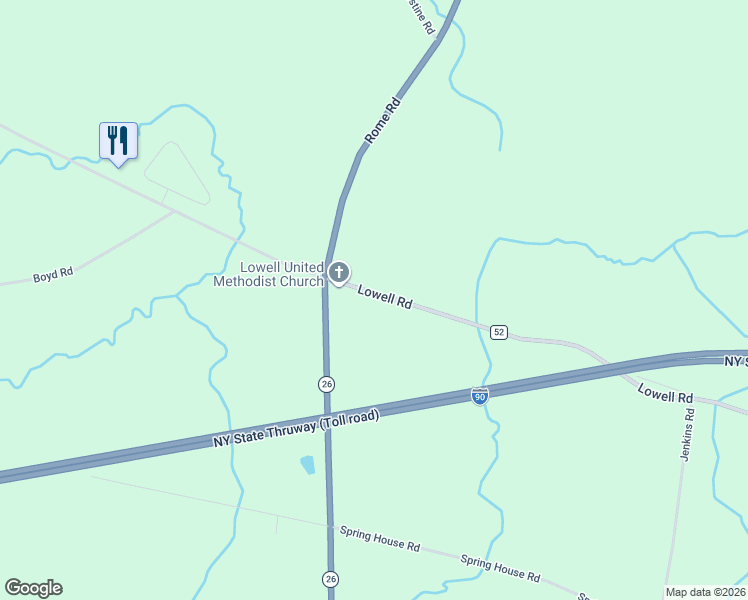 map of restaurants, bars, coffee shops, grocery stores, and more near 5829-5999 County Road 52 in Rome