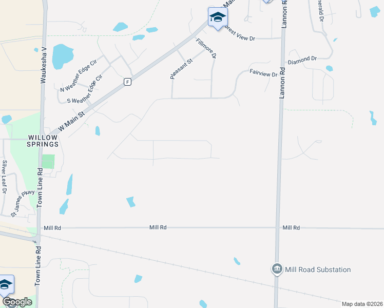 map of restaurants, bars, coffee shops, grocery stores, and more near N64W20780 Mill Road in Menomonee Falls