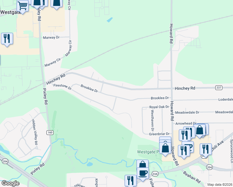 map of restaurants, bars, coffee shops, grocery stores, and more near 124 Brooklea Drive in Rochester
