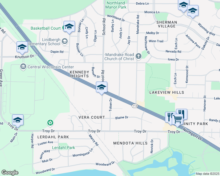 map of restaurants, bars, coffee shops, grocery stores, and more near 918 Northport Drive in Madison