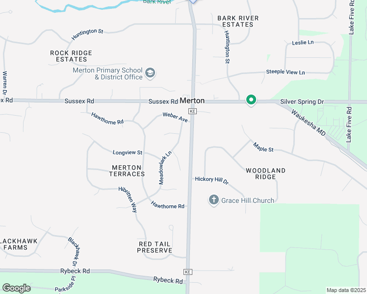 map of restaurants, bars, coffee shops, grocery stores, and more near W282N6654 Meadowlark Lane in Hartland