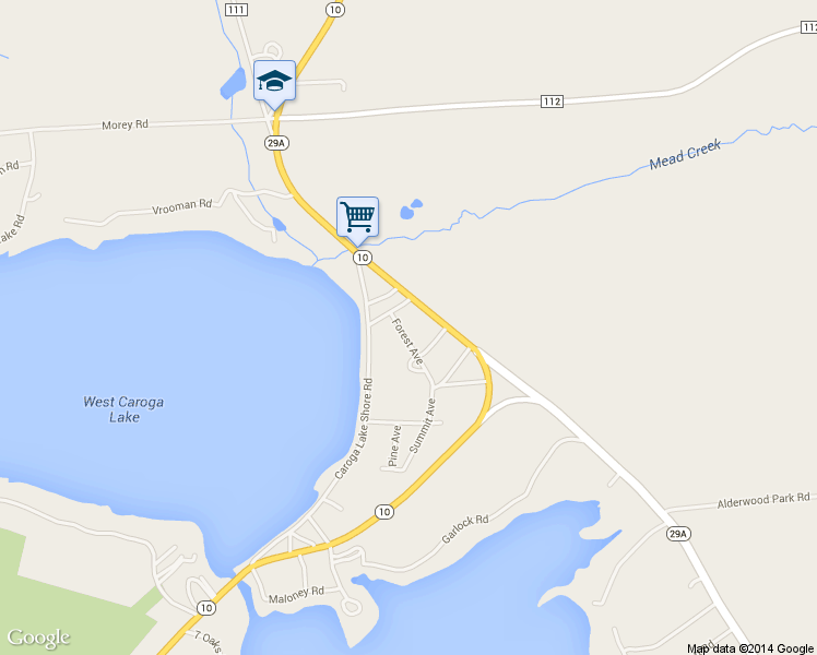 map of restaurants, bars, coffee shops, grocery stores, and more near 109 Forest Avenue in Caroga Lake
