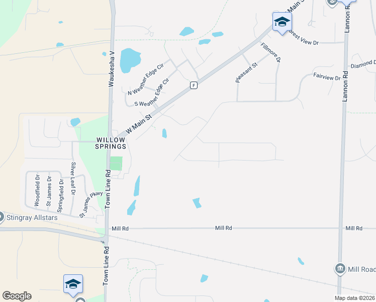 map of restaurants, bars, coffee shops, grocery stores, and more near 21522-21724 West Main Street in Lannon