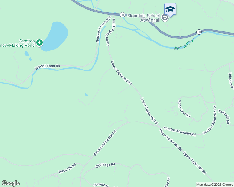 map of restaurants, bars, coffee shops, grocery stores, and more near 56 Lower Taylor Hill Road in Winhall