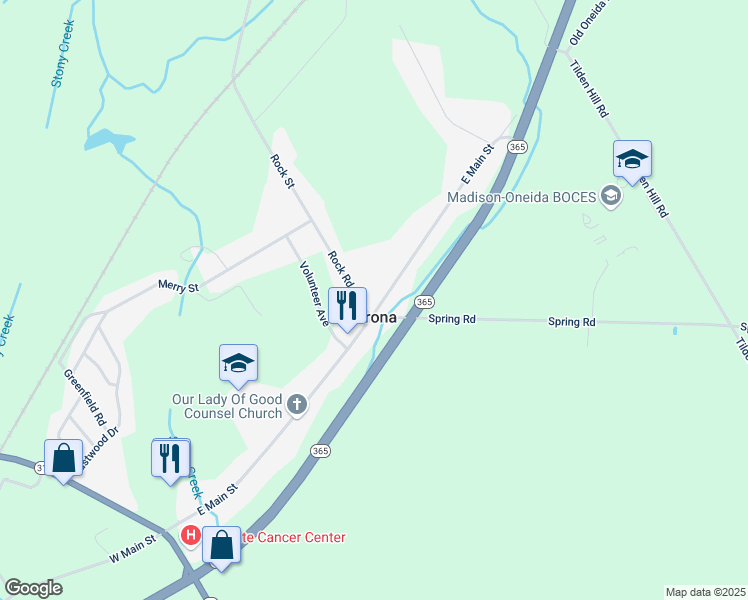 map of restaurants, bars, coffee shops, grocery stores, and more near in Verona