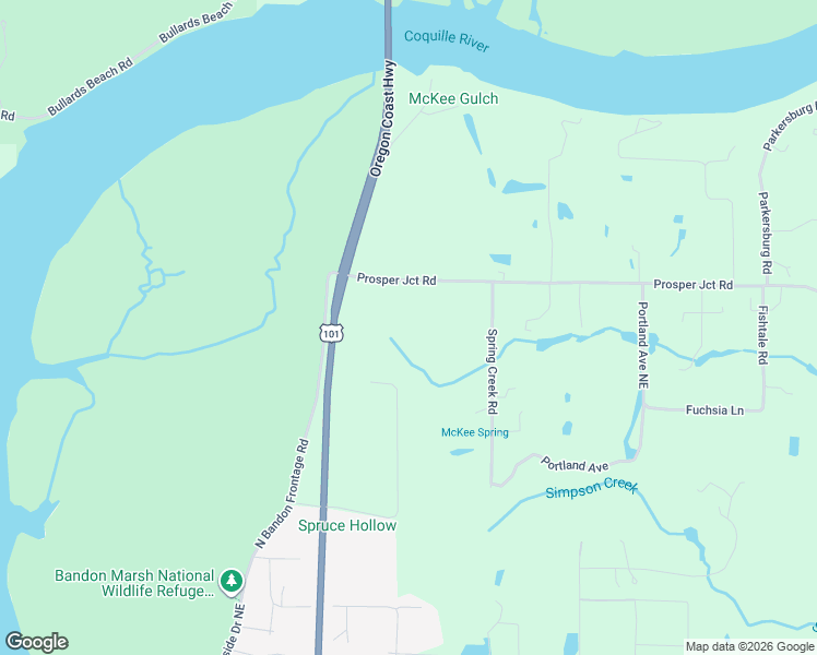 map of restaurants, bars, coffee shops, grocery stores, and more near 56638 Prosper Junction Road in Bandon