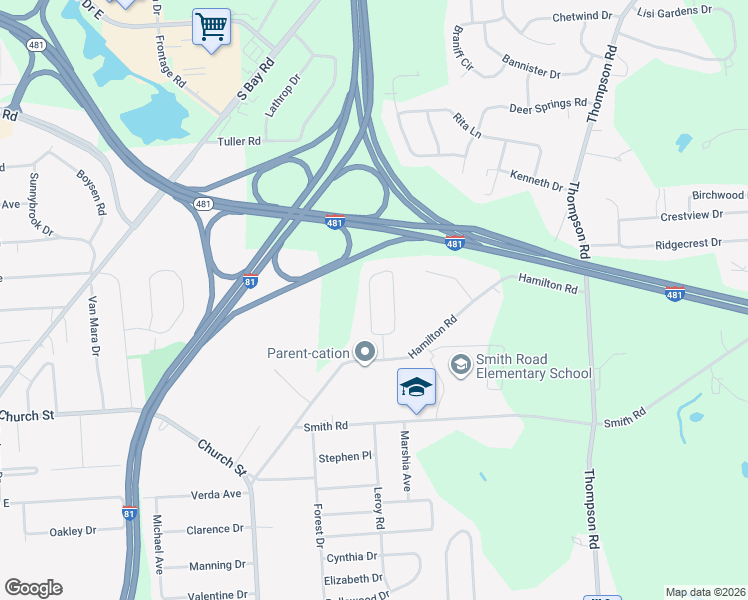 map of restaurants, bars, coffee shops, grocery stores, and more near 109 Cora Avenue in Syracuse
