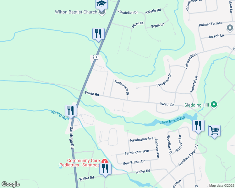 map of restaurants, bars, coffee shops, grocery stores, and more near 58 Worth Road in Gansevoort
