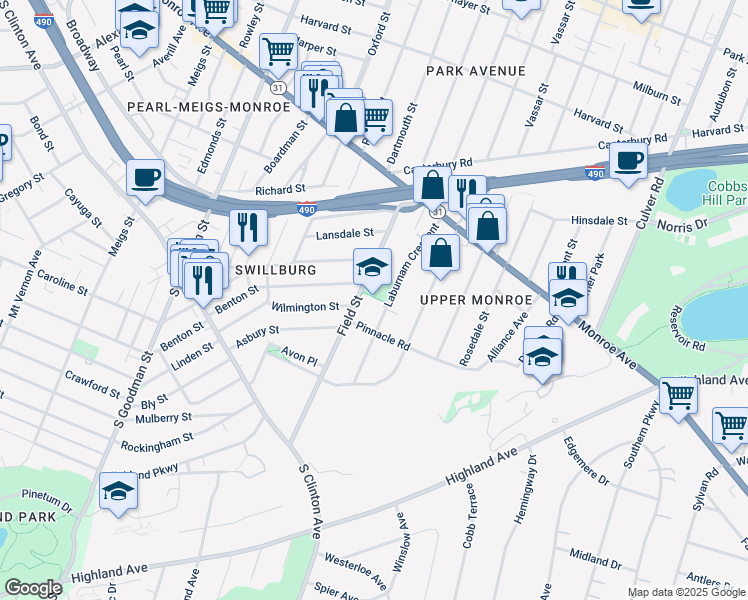 map of restaurants, bars, coffee shops, grocery stores, and more near 236 Laburnam Crescent in Rochester