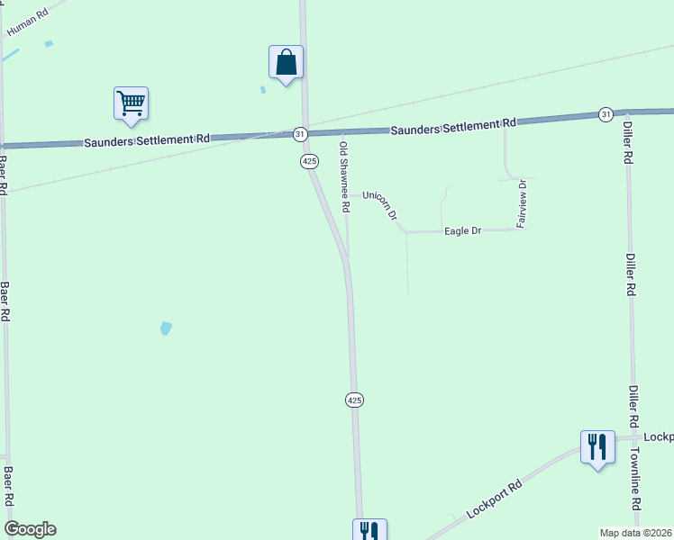 map of restaurants, bars, coffee shops, grocery stores, and more near 5855 Shawnee Road in Sanborn