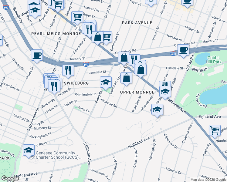 map of restaurants, bars, coffee shops, grocery stores, and more near 236 Laburnam Crescent in Rochester