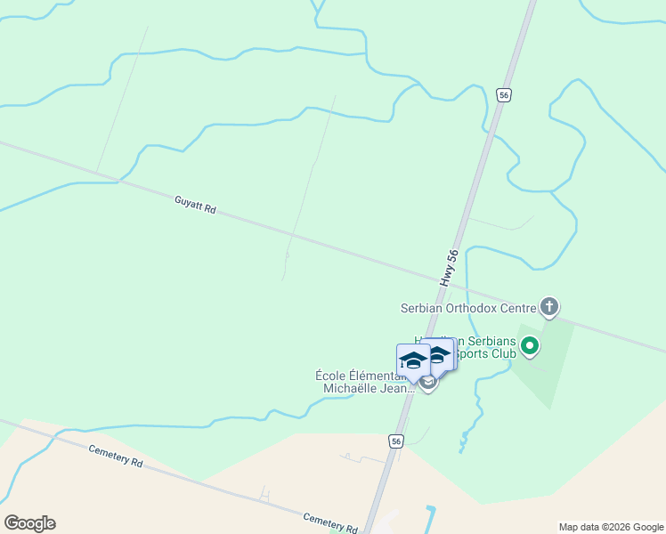 map of restaurants, bars, coffee shops, grocery stores, and more near 3119 Guyatt Road in Hamilton