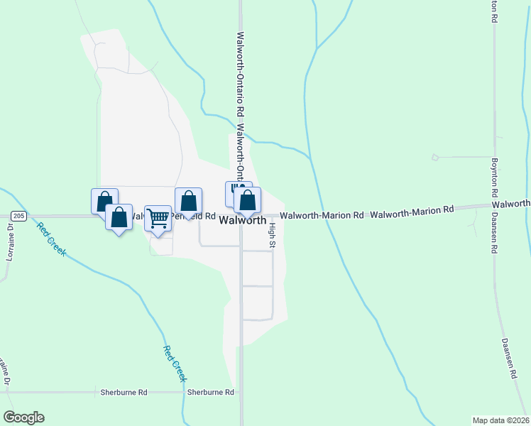 map of restaurants, bars, coffee shops, grocery stores, and more near 2275 Walworth-Marion Road in Walworth