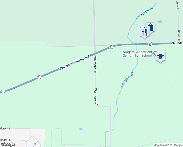 map of restaurants, bars, coffee shops, grocery stores, and more near 5808 Walmore Road in Lewiston