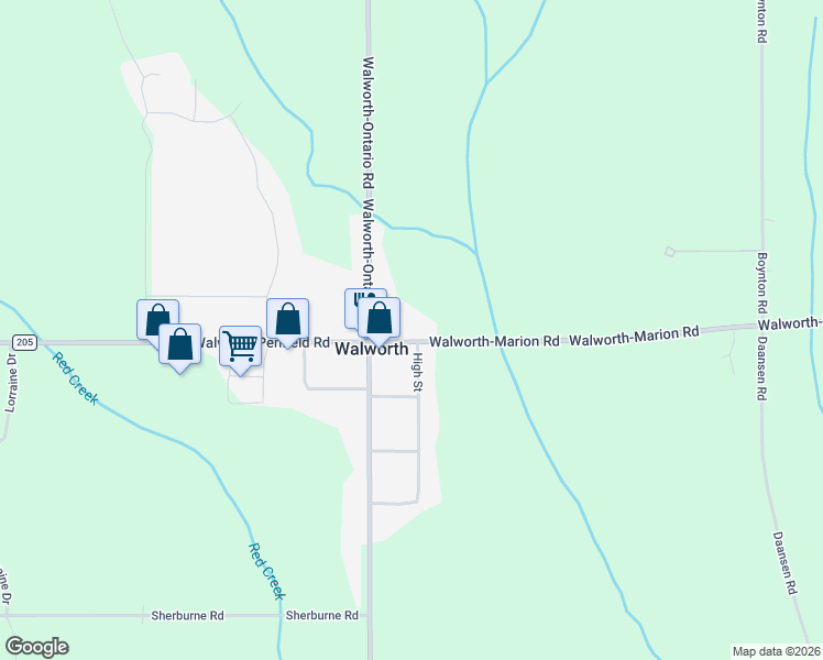 map of restaurants, bars, coffee shops, grocery stores, and more near 2267 Walworth-Marion Road in Walworth