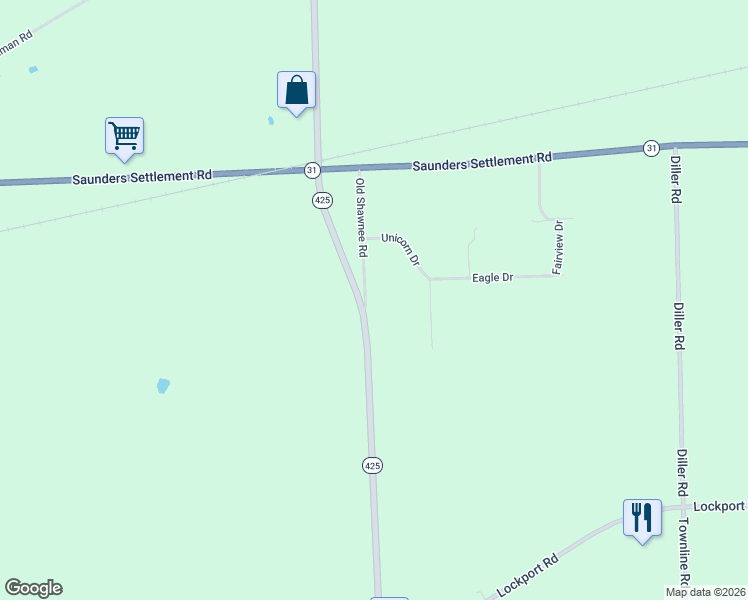 map of restaurants, bars, coffee shops, grocery stores, and more near 5831 Shawnee Road in Sanborn