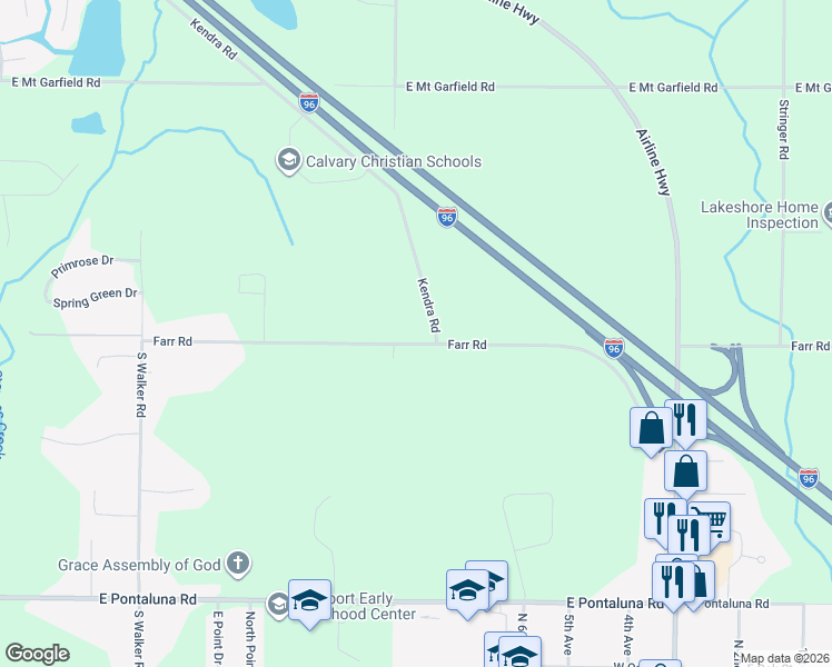 map of restaurants, bars, coffee shops, grocery stores, and more near 3224 Farr Road in Fruitport